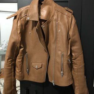 brown leather jacket